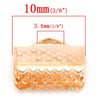 BA023 - 100 pcs. Rose Gold Plated Textured Ribbon Crimp End Caps - 10mm x 8mm - Perfect for 3/8" (10mm) Ribbons and Cords!