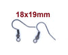 E019 - 200 pcs Gunmetal Black Earring Hooks with Spring and Ball - 18x19mm