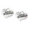 P008 - 10 pcs. Antique Silver "Junior Bridesmaid" charm with rhinestone - 16mm x 14mm