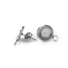 E112 - 10 pcs. 304 Stainless Steel Earring Posts Studs Settings Bezels Cabochons Tacks with Loop - 10mm Glue Pad Setting - Parallel Loop