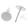 E227 - 100 pcs. (50 pairs) 304 Stainless Steel Earring Posts/Bases/Studs/Settings with Rubber Backs - 12mm x 8mm - 8mm Glue Pad