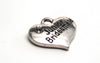 P008 - 10 pcs. Antique Silver "Junior Bridesmaid" charm with rhinestone - 16mm x 14mm