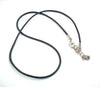N057 - 10 pcs. Black Rubber Necklaces with Lobster Clasps 17" - (2mm) - GREAT QUALITY - Claw Clasps and Extender Chains!