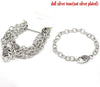 B017 - 5 pcs. Silver Tone Chain Link Bracelets with Heart Lobster Clasps - 7 7/8 in (20cm) - Style A - Claw Clasps