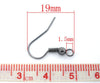 E019 - 200 pcs Gunmetal Black Earring Hooks with Spring and Ball - 18x19mm