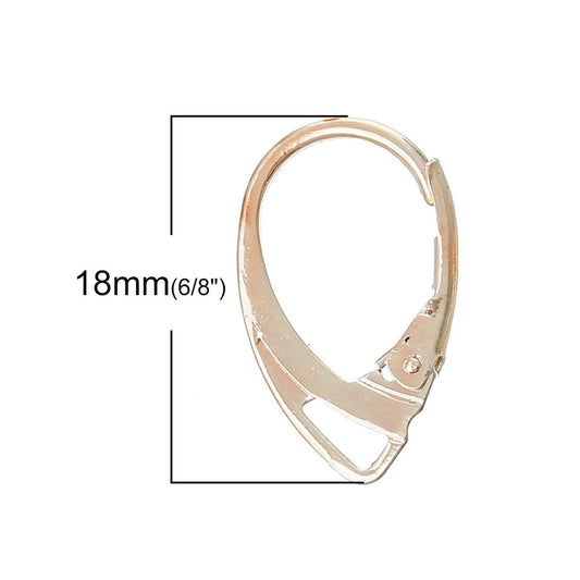 E252 - 20 pcs (10 pairs) Rose Gold Plated Leverback Earrings Clips - 18x11mm