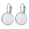 E039B - 50 pcs. Silver Tone Earring Clips Settings Lever Back Bezels Cabochons - 14mm Glue Pad Setting