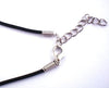 N057 - 10 pcs. Black Rubber Necklaces with Lobster Clasps 17" - (2mm) - GREAT QUALITY - Claw Clasps and Extender Chains!