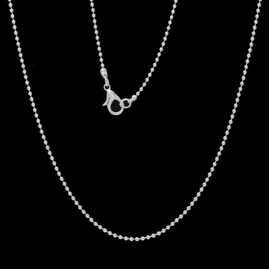 N092 - 12 pcs. Silver Plated Ball Chain Necklaces with Lobster Clasps - 76.2 cm (30") - Small Ball size: 1.5mm - Claw Clasps