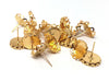 E149 - 10 pcs. (5 pairs) Gold Tone Earring Posts Settings Bezels Cabochons Tacks- 12mm Glue Pad Setting - Crown Design