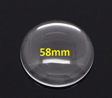 GT031 - 2 pcs. Circle Clear Round Glass Dome Seals Tiles - 58mm  - 5.8cm - (2.28 in)