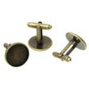 CU016 - Lot of 10 Antique Bronze Cuff Links (5 pairs) - 16mm Glue Pad Bezel Setting