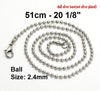 N058 - 12 pcs. Silver Tone Ball Chain Necklaces with Lobster Clasps - 51cm (20 1/8 inch) - Claw Clasps