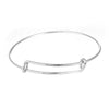 B001A - 5 pcs. Silver Plated Bangle Adjustable Slide On Bracelets 20cm (7.87")
