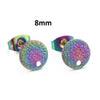 E904 - 10 pcs. (5 pairs) 304 Stainless Steel Ion Plated Rainbow Earring Posts/Bases/Studs/Settings - 8mm Diameter - Hole Size: 1.4mm - Style F