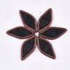 P279 - 4 pcs. Black REAL Leather Cowhide over Wood Dangle Pendants - Rattan - Leaf - 50mm (2") - Great for Earrings or Dangles!