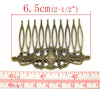 H016 - 10 pcs. - Antique Bronze Flower Hair Clips Combs - 46mm x 65mm (1.8" x 2.6") - LARGE
