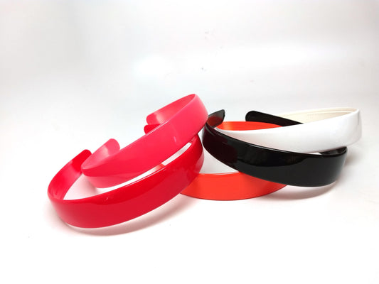 H025 - 10 pcs - Assortment of Plastic Headbands - 25mm (1" wide) - 38cm (15 inch long) - With teeth for better hold! Variety Pack - Mix of Colors