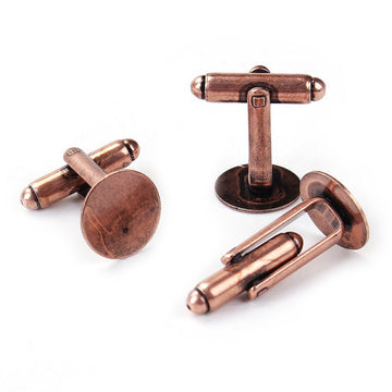 CU015 - Lot of 12 Antique Copper Plated Cuff Links (6 pairs) - 12mm Glue Pad