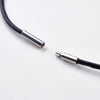 N001 - 2 pcs. Black Cowhide Cord Necklaces - 15.7 inch (40cm) - 304 Stainless Steel Twist Clasps