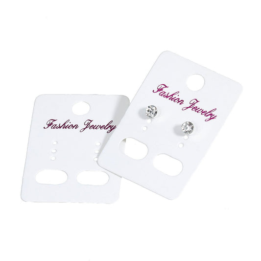 E078 - 100 pcs. White Paper Jewelry Earrings Earring Display Cards Tags Labels - 6 Holes- 45mm x 32mm (1.77" x 1.3")