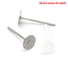 E228 - 200 pieces (100 pairs) 304 Stainless Steel Earring Posts/Bases/Studs/Settings with Rubber Backs - 12mm x 5mm