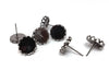E150B - 50 pcs. (25 pairs) Gunmetal Earring Posts Settings Bezels Cabochons Tacks- 12mm Glue Pad Setting - Crown Design