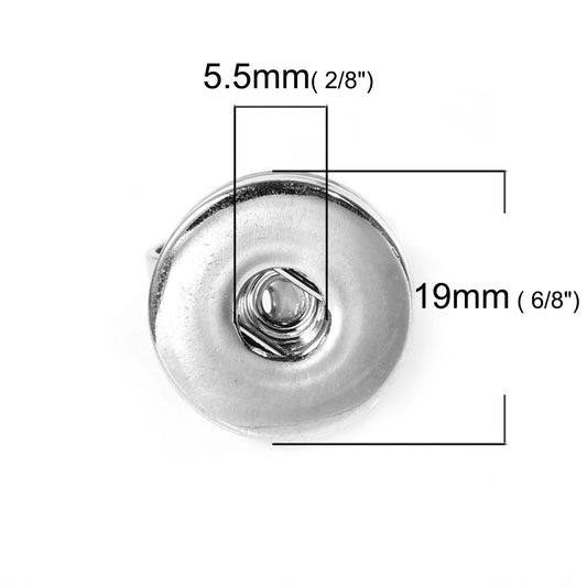 RB003 - 1 pc. Silver Tone Chunk Snap Adjustable Ring Bases - 17.9mm (3/4") Diameter - US Ring Size: 7.5 - Fits 18mm and 20mm Popper Buttons!
