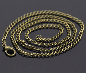 N059 - 12 pcs. Antique Bronze Textured Chain Link Necklaces 20" - (3.5 x 2.6mm Links) - Lobster Clasps - Claw Clasps