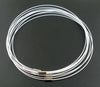 N094 - 10 pcs. Steel Memory Wire Choker Coated Necklaces with Silver Magnetic Clasp - 18 1/8 inch - 1mm - THICK - White - HIGH QUALITY - 46cm