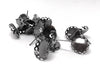 E150B - 50 pcs. (25 pairs) Gunmetal Earring Posts Settings Bezels Cabochons Tacks- 12mm Glue Pad Setting - Crown Design