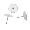 E285 - 30 pcs. (15pairs) 304 Stainless Steel Earring Posts/Bases/Studs/Settings with Rubber Backs - 12mm x 12mm - 12mm Glue Pad