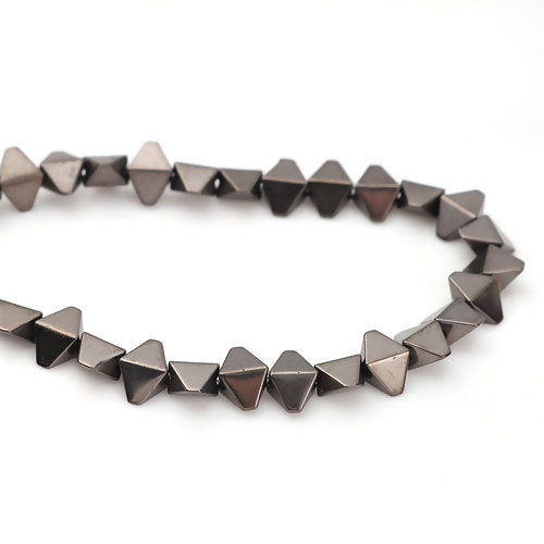 BD579 - 72 pcs. - 8mm Gunmetal Hematite Bicone Beads - 15 inch strand - Hole: 1mm - 8mm x 6mm