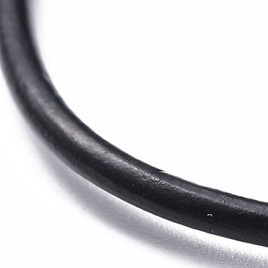 N097 - 5 pcs. Black Cowhide Cord Necklaces - 16.7" (42.5cm) - 304 Stainless Steel Lobster Pinch Clip Included - Lobster Clasps and Extender Chains