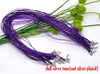 N024 - 15 pcs. Dark Grape Purple Organza Ribbon Waxen Cord Necklaces- 17 inch (43 cm)