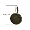 E079 - 10 pcs. Antique Bronze Earring Clips Settings Lever Back Bezels Cabochons - 18mm Glue Pad Setting