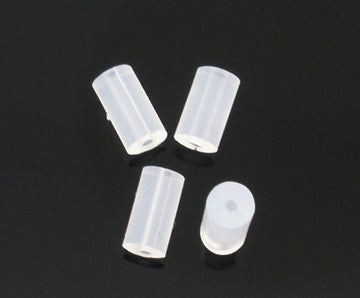 E267B - 500 pcs (250 Pairs) Clear Rubber Earring Back Stoppers - 4mm x 2mm
