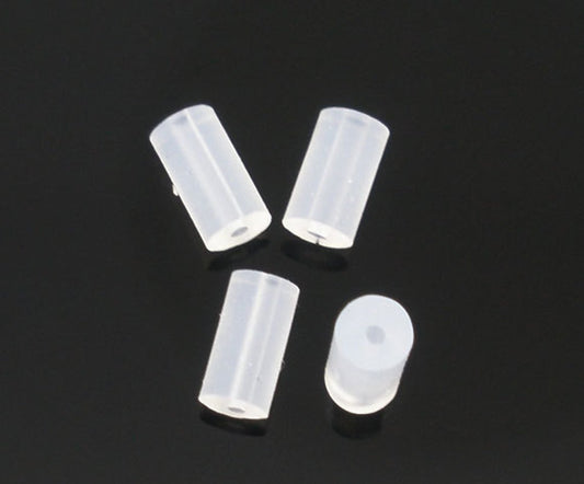 E267B - 500 pcs (250 Pairs) Clear Rubber Earring Back Stoppers - 4mm x 2mm