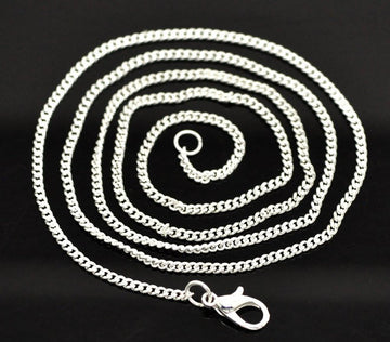 N095 - 12 pcs. Silver Plated Chain Link Necklaces 23 5/8" - (2x3mm)