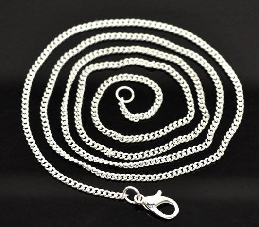 N095 - 12 pcs. Silver Plated Chain Link Necklaces 23 5/8" - (2x3mm)