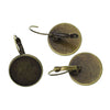 E079 - 10 pcs. Antique Bronze Earring Clips Settings Lever Back Bezels Cabochons - 18mm Glue Pad Setting