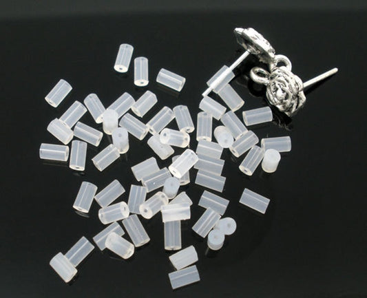 E267B - 500 pcs (250 Pairs) Clear Rubber Earring Back Stoppers - 4mm x 2mm