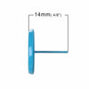 E066A - 20 pcs. Light Blue Earring Posts Studs Settings Bezels Cabochons Tacks- 14mm Glue Pad Setting