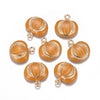 P317 - 10 pcs. Golden Halloween Pumpkin Enamel Charms - 22mm - Hole Size: 2mm