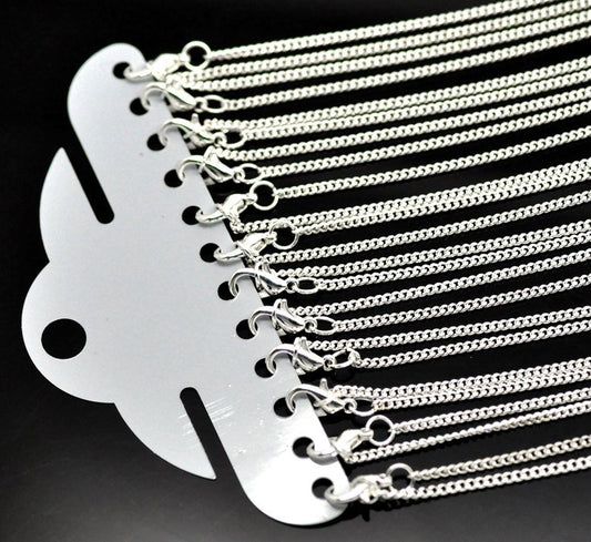 N095 - 12 pcs. Silver Plated Chain Link Necklaces 23 5/8" - (2x3mm)