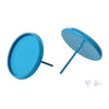 E066A - 20 pcs. Light Blue Earring Posts Studs Settings Bezels Cabochons Tacks- 14mm Glue Pad Setting