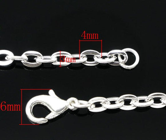 N3003 - 12 pcs. Silver Plated Chain Link Necklaces 18" - (4x3mm)