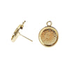 E153 - 10 pcs. Gold Plated Earring Posts Studs Settings Bezels with Loop Cabochons Tacks- 13mm Glue Pad Setting