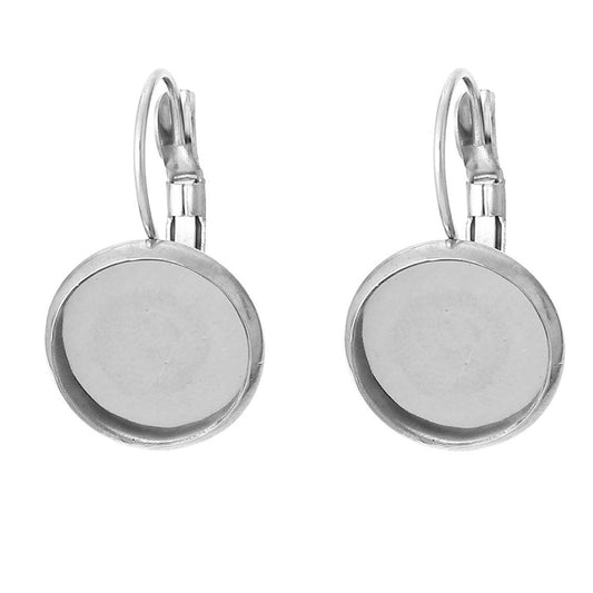 E255 - 10 pcs. 304 Stainless Steel Earring Clips Settings Lever Back Bezels Cabochons - 6mm Glue Pad Setting