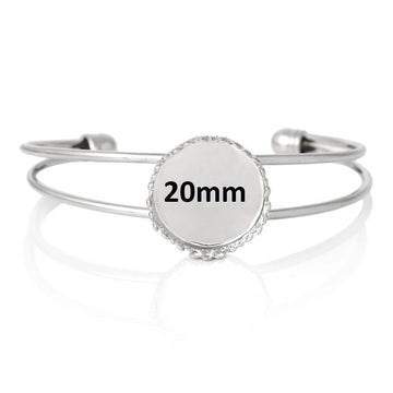 B056 - 3 pcs. Silver Tone Open Cuff Bangle Adjustable Bezel Cabochon Bracelets - 16.5cm (6 1/2") - 20mm Glue Pad - Made of Copper!